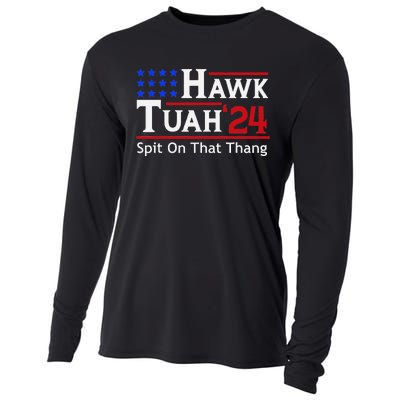 Hawk Tuah 24 Viral Humor For Election Season Cooling Performance Long Sleeve Crew