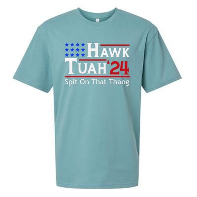 Hawk Tuah 24 Viral Humor For Election Season Sueded Cloud Jersey T-Shirt