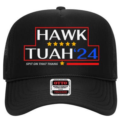 Hawk Tush 24 Retro Political Humor For 2024 High Crown Mesh Back Trucker Hat