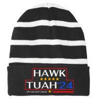 Hawk Tush 24 Retro Political Humor For 2024 Striped Beanie with Solid Band