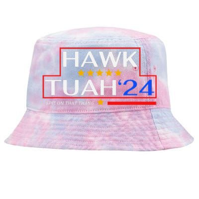 Hawk Tush 24 Retro Political Humor For 2024 Tie-Dyed Bucket Hat