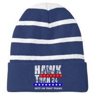 Hawk Tuah 24 Spit On That Thang Striped Beanie with Solid Band