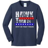 Hawk Tuah 24 Spit On That Thang Kids Long Sleeve Shirt