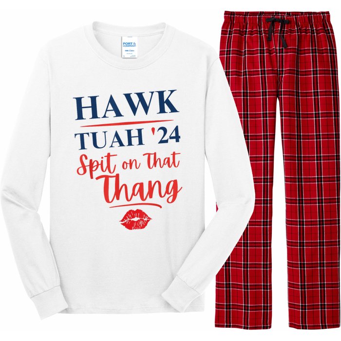 Hawk Tuah 24 Spit On That Thang Red Lips Long Sleeve Pajama Set