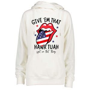 Hawk Tuah 24 Spit On That Thang Tees Hb Hawk Tuah Spit On That Thang Womens Funnel Neck Pullover Hood