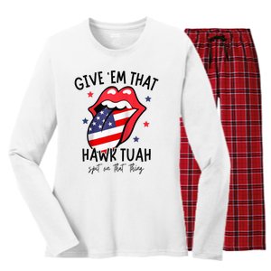 Hawk Tuah 24 Spit On That Thang Tees Hb Hawk Tuah Spit On That Thang Women's Long Sleeve Flannel Pajama Set 