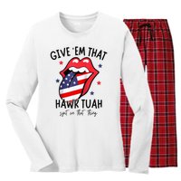 Hawk Tuah 24 Spit On That Thang Tees Hb Hawk Tuah Spit On That Thang Women's Long Sleeve Flannel Pajama Set 