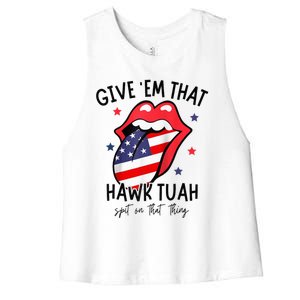 Hawk Tuah 24 Spit On That Thang Tees Hb Hawk Tuah Spit On That Thang Women's Racerback Cropped Tank