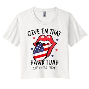 Hawk Tuah 24 Spit On That Thang Tees Hb Hawk Tuah Spit On That Thang Women's Crop Top Tee