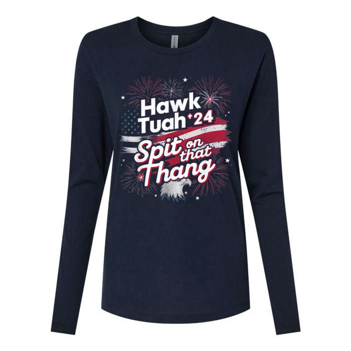 Hawk Tuah 24 Spit On That Thang Womens Cotton Relaxed Long Sleeve T-Shirt