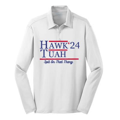 Hawk Tuah 24 Spit On That Thang Silk Touch Performance Long Sleeve Polo