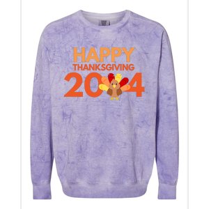 Happy Thanksgiving 2024 Funny Turkey Day Fall Colorblast Crewneck Sweatshirt