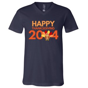 Happy Thanksgiving 2024 Funny Turkey Day Fall V-Neck T-Shirt