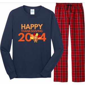 Happy Thanksgiving 2024 Funny Turkey Day Fall Long Sleeve Pajama Set