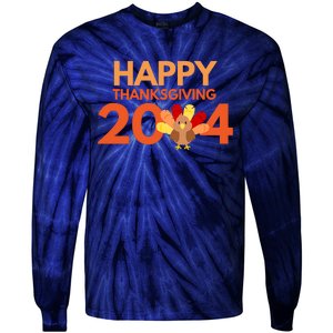 Happy Thanksgiving 2024 Funny Turkey Day Fall Tie-Dye Long Sleeve Shirt