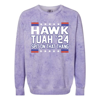 Hawk Tuah 2024 Spit On That Thang Hawk Tuah Girl Colorblast Crewneck Sweatshirt