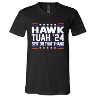 Hawk Tuah 2024 Spit On That Thang Hawk Tuah Girl V-Neck T-Shirt