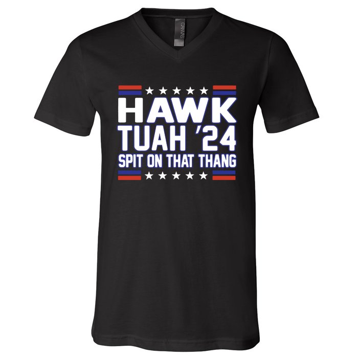 Hawk Tuah 2024 Spit On That Thang Hawk Tuah Girl V-Neck T-Shirt