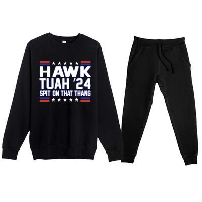 Hawk Tuah 2024 Spit On That Thang Hawk Tuah Girl Premium Crewneck Sweatsuit Set