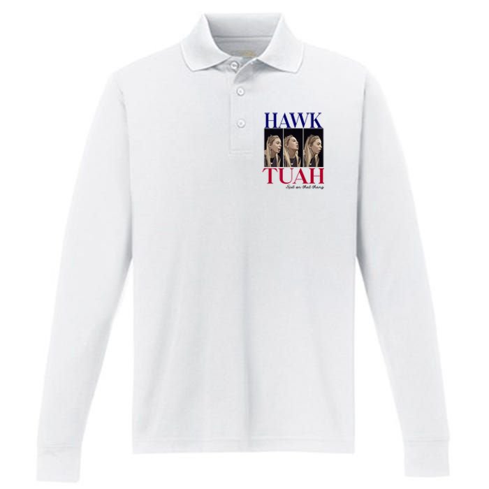 Hawk Tuah 24 Spit On That Thang Performance Long Sleeve Polo