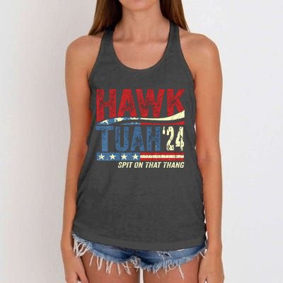 Hawk Tuah 24 Spit On That Thang Women's Knotted Racerback Tank