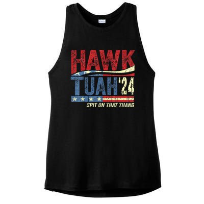 Hawk Tuah 24 Spit On That Thang Hawk Tuah 2024 Funny Viral Design Ladies PosiCharge Tri-Blend Wicking Tank