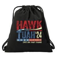 Hawk Tuah 24 Spit On That Thang Hawk Tuah 2024 Funny Viral Design Drawstring Bag