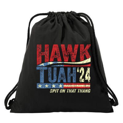 Hawk Tuah 24 Spit On That Thang Hawk Tuah 2024 Funny Viral Design Drawstring Bag