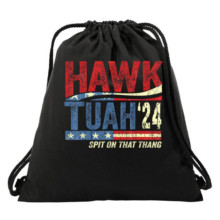 Hawk Tuah 24 Spit On That Thang Hawk Tuah 2024 Funny Viral Design Drawstring Bag