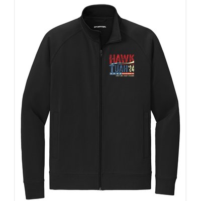 Hawk Tuah 24 Spit On That Thang Hawk Tuah 2024 Funny Viral Design Stretch Full-Zip Cadet Jacket