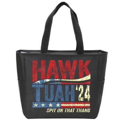 Hawk Tuah 24 Spit On That Thang Hawk Tuah 2024 Funny Viral Design Zip Tote Bag