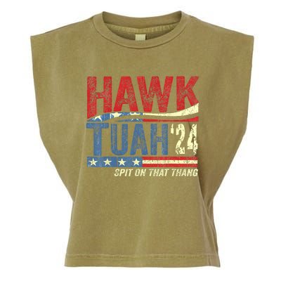 Hawk Tuah 24 Spit On That Thang Hawk Tuah 2024 Funny Viral Design Garment-Dyed Women's Muscle Tee