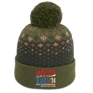 Hawk Tuah 24 Spit On That Thang Hawk Tuah 2024 Funny Viral Design The Baniff Cuffed Pom Beanie