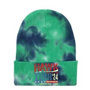 Hawk Tuah 24 Spit On That Thang Hawk Tuah 2024 Funny Viral Design Tie Dye 12in Knit Beanie