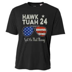 Hawk Tuah 24 Spit On That Thang American Flag Adult Humor Cooling Performance Crew T-Shirt