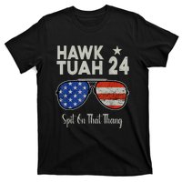 Hawk Tuah 24 Spit On That Thang American Flag Adult Humor T-Shirt