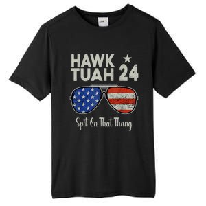 Hawk Tuah 24 Spit On That Thang American Flag Adult Humor Tall Fusion ChromaSoft Performance T-Shirt