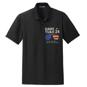 Hawk Tuah 24 Spit On That Thang American Flag Adult Humor Dry Zone Grid Polo