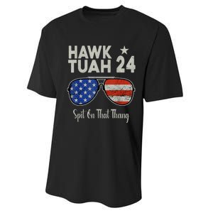 Hawk Tuah 24 Spit On That Thang American Flag Adult Humor Performance Sprint T-Shirt