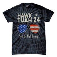 Hawk Tuah 24 Spit On That Thang American Flag Adult Humor Tie-Dye T-Shirt