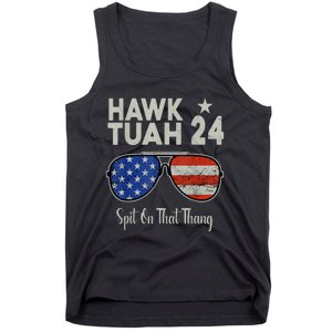 Hawk Tuah 24 Spit On That Thang American Flag Adult Humor Tank Top