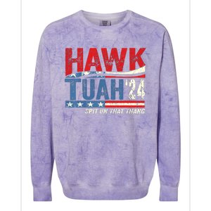 Hawk Tuah 24 Spit On That Thang Usa Flag Colorblast Crewneck Sweatshirt