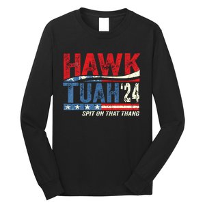 Hawk Tuah 24 Spit On That Thang Usa Flag Long Sleeve Shirt