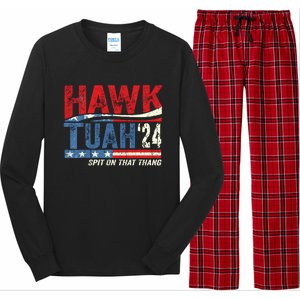 Hawk Tuah 24 Spit On That Thang Usa Flag Long Sleeve Pajama Set