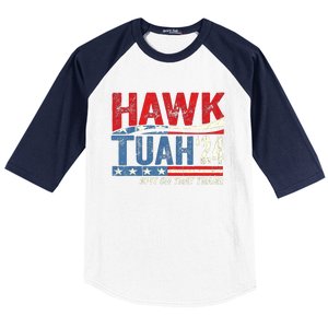 Hawk Tuah 24 Spit On That Thang Usa Flag Baseball Sleeve Shirt