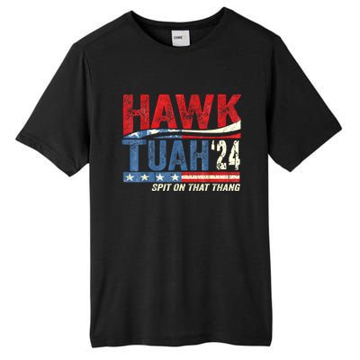 Hawk Tuah 24 Spit On That Thang American Flag Gift Tall Fusion ChromaSoft Performance T-Shirt