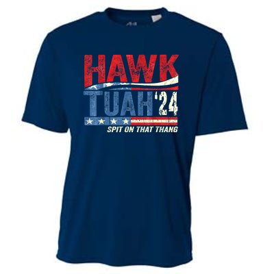 Hawk Tuah 24 Spit On That Thang American Flag Gift Cooling Performance Crew T-Shirt