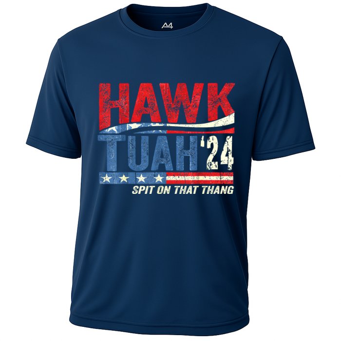 Hawk Tuah 24 Spit On That Thang American Flag Gift Cooling Performance Crew T-Shirt