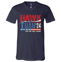 Hawk Tuah 24 Spit On That Thang American Flag Gift V-Neck T-Shirt