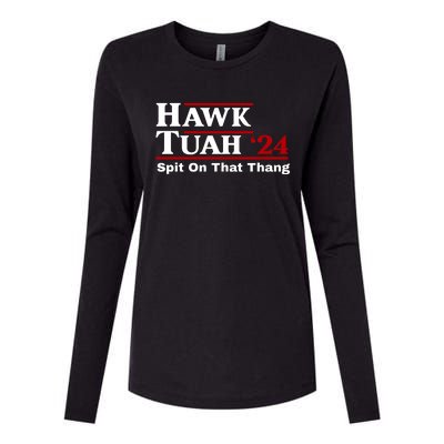 Hawk Tuah 24 Spit On That Thang Funny Saying Womens Cotton Relaxed Long Sleeve T-Shirt